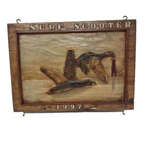 Vintage 1997 Vanderstappen 3D Carved Wood Wall Decor Ducks Unlimited Surf Scoter